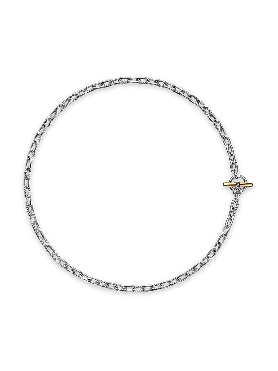 Women's DY Madison Toggle Chain Necklace in Sterling Silver and 18K Yellow Gold, 5.5MM - Silver - Size 18