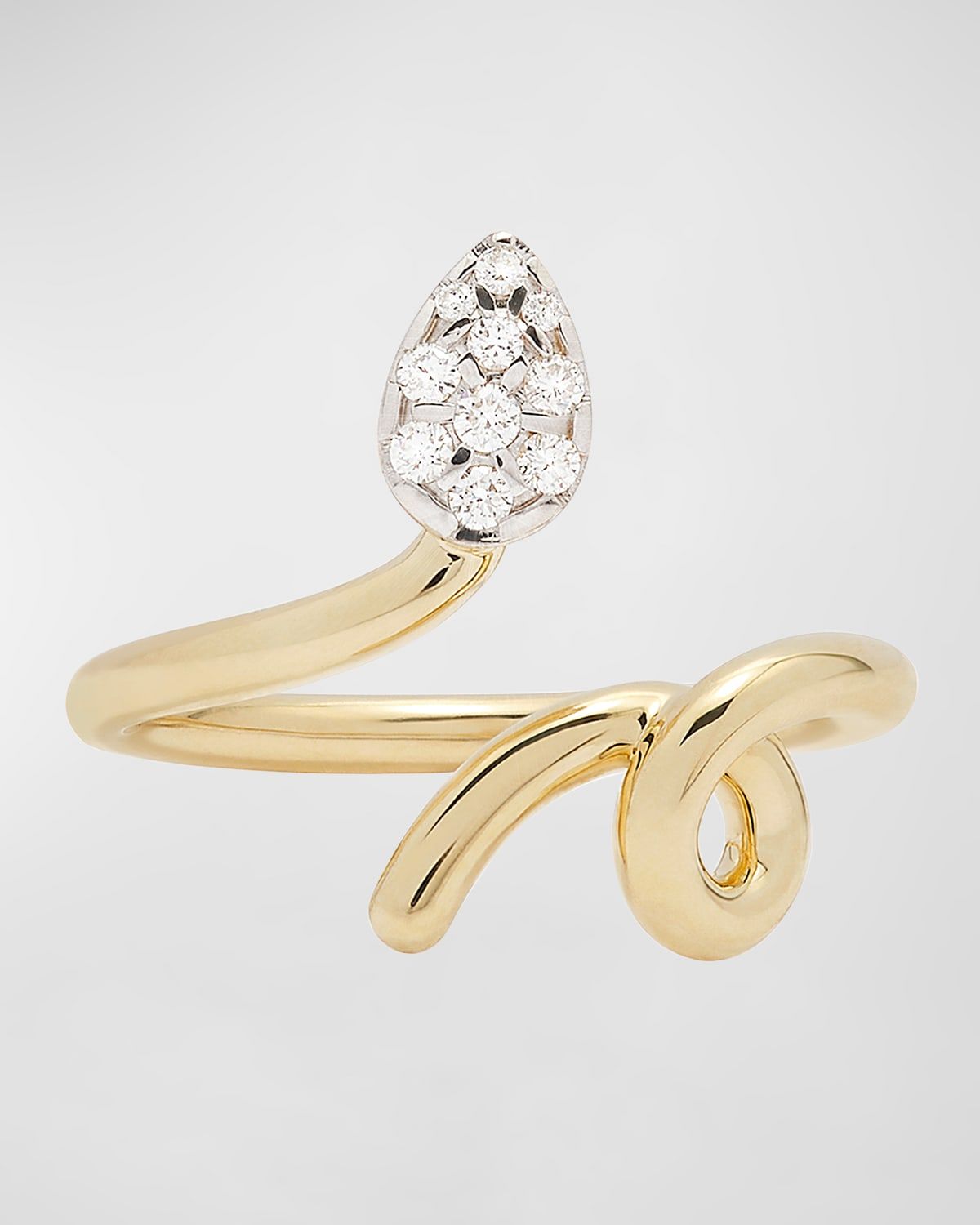 18K Yellow Gold Baby Vine Pave Diamond Ring