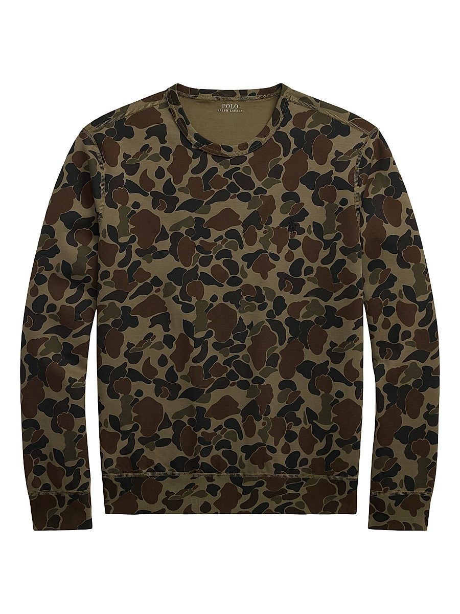 Men's Camouflage Stretch-Cotton Crewneck Sweatshirt - Outdoorsman Camo - Size XS