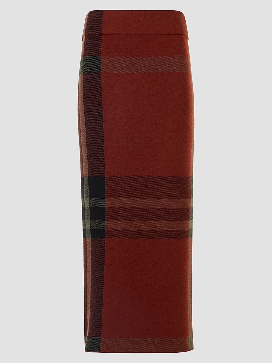 Women's Jacquard Check Tube Midi Skirt - Copper Black - Size 8