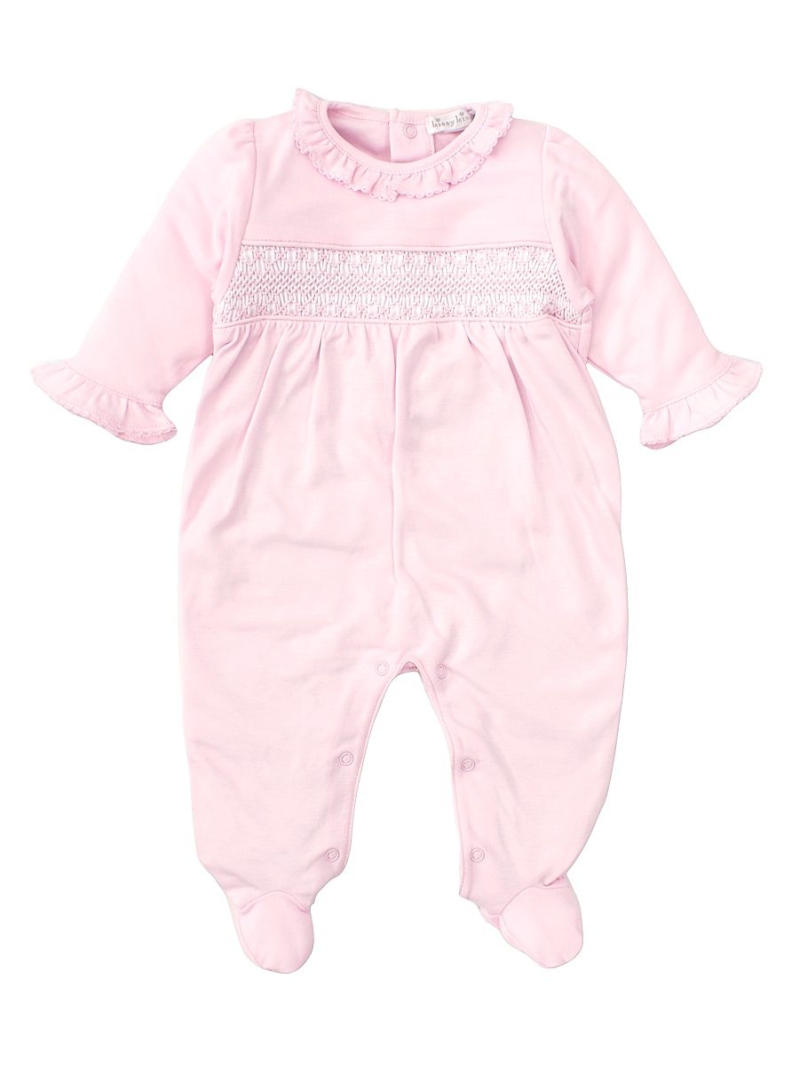 Baby Girl's Charmed Smocked Cotton Footie - Pink - Size Newborn