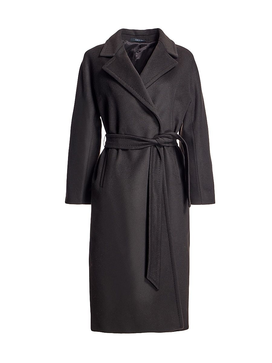 Women's Maximilian Woolblend Belted Wrap Coat - Dark Brown - Size XL