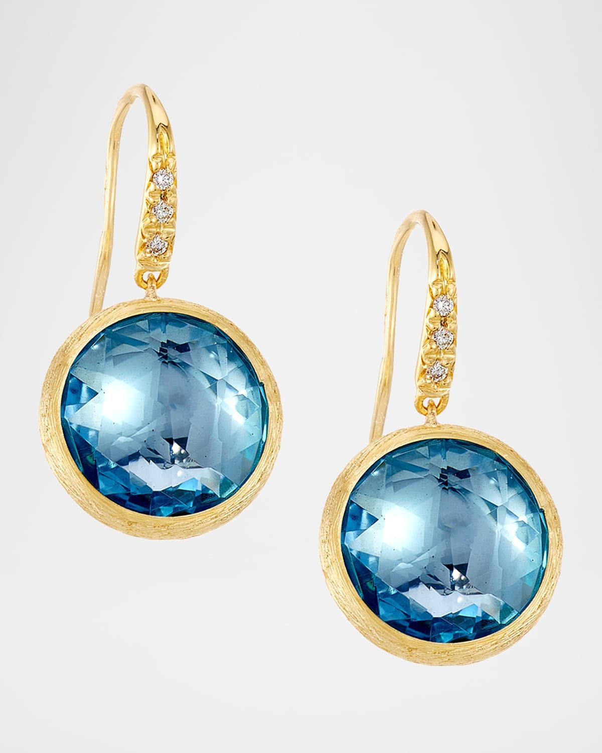 Jaipur Color 18K Gold Blue Topaz Earrings with Diamonds