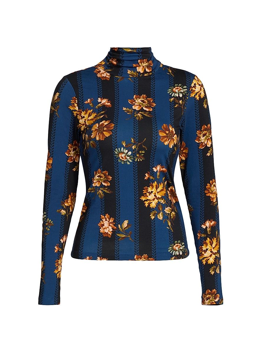 Women's Piper Printed Fitted Top - Amour Floral Navy - Size Small