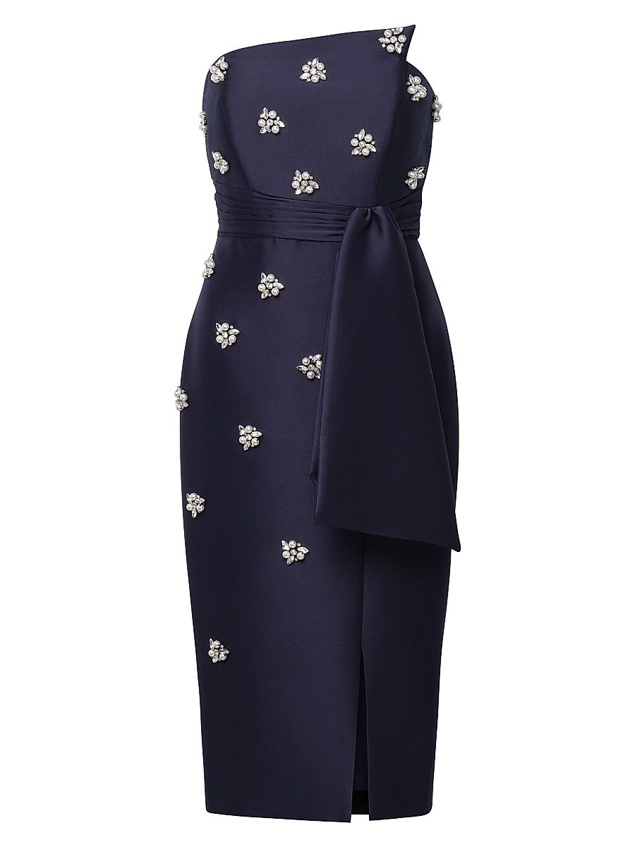Women's Ria Floral-Embellished Sheath Cocktail Dress - Dark Sky - Size 14