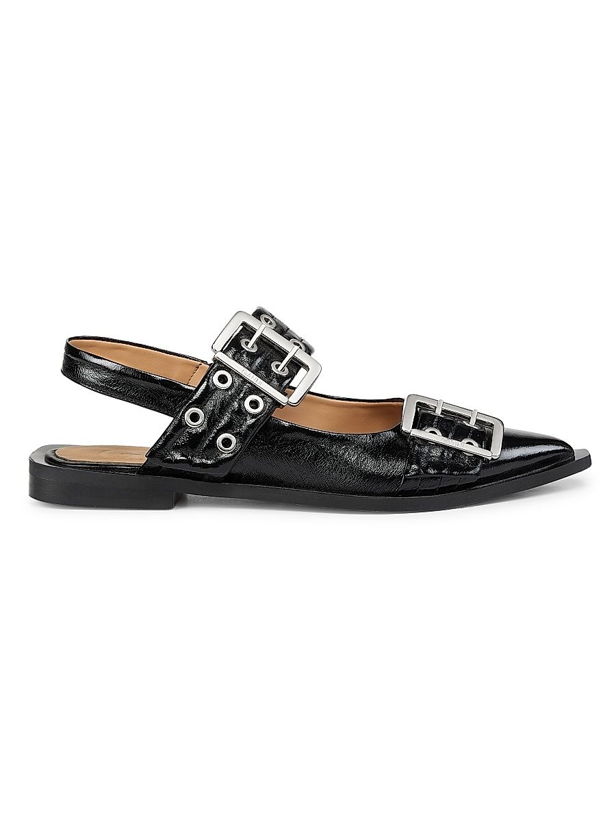 Women's Buckle Ballerina Flats - Black - Size 6