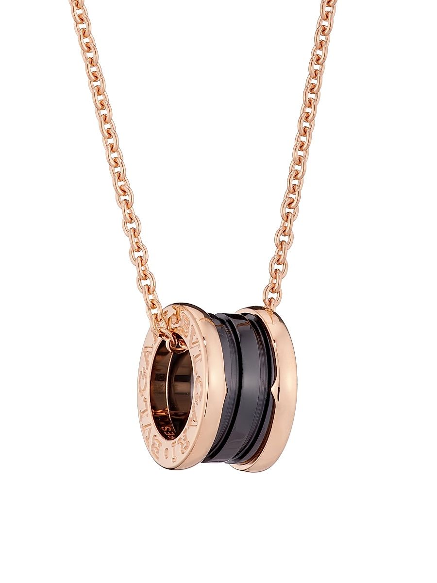 Women's B. zero1 18K Rose Gold & Black Ceramic Necklace - Rose Gold
