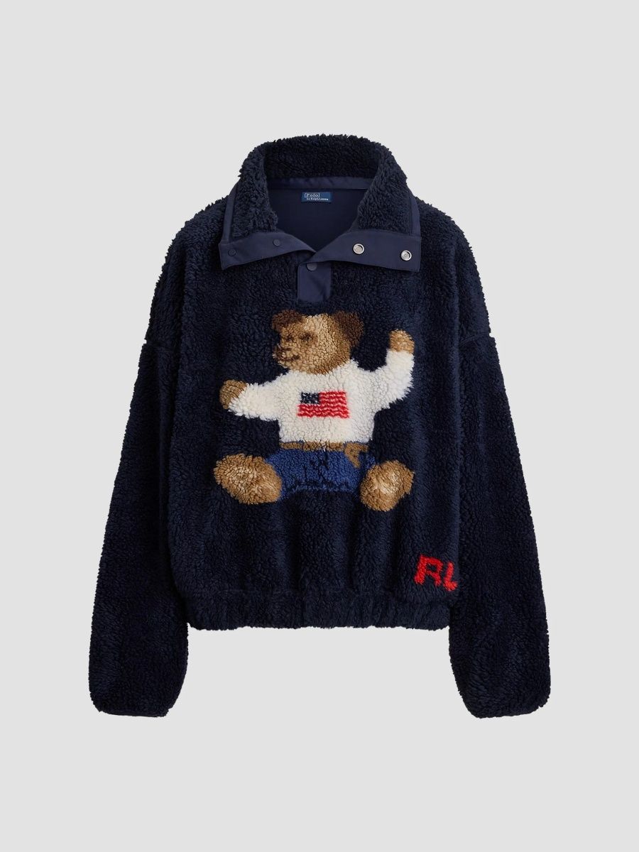 Polo Ralph Lauren Men's Fleece Polo Bear Sweatshirt - Cruise Navy Multi - Size XXL