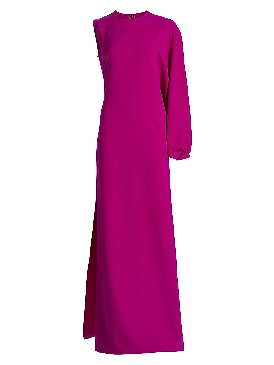 Women's Asymmetric Balloon-Sleeve Column Gown - Magenta - Size 16