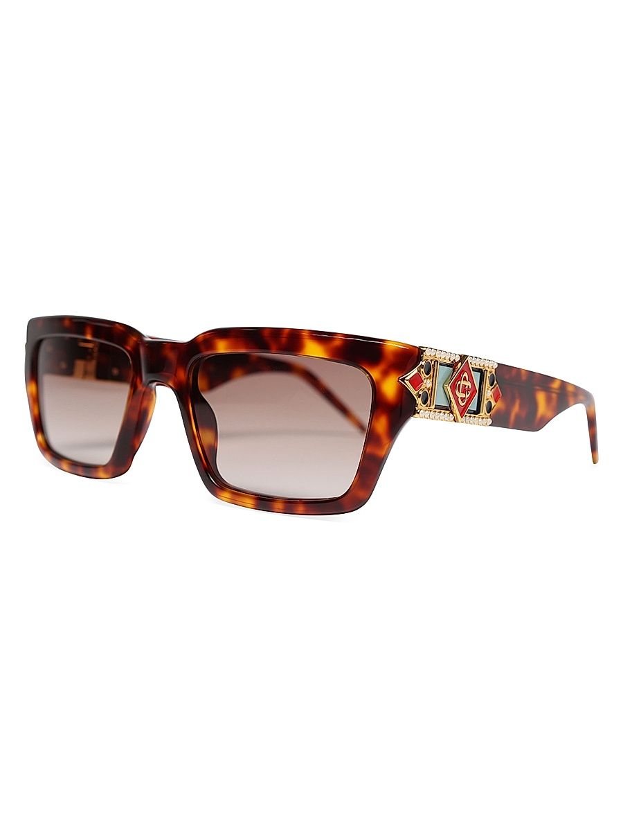 Men's 55MM Square Sunglasses - Havana Brown Gradient