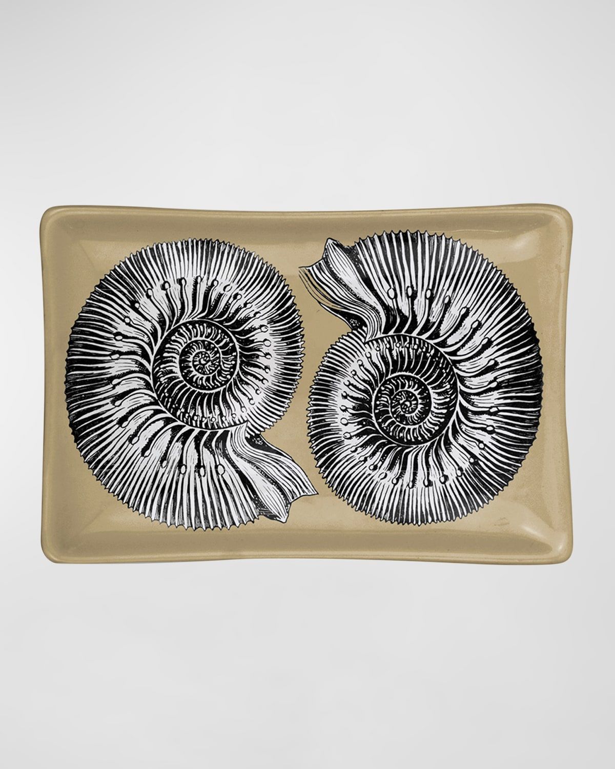 Rectangular Ashtray - Conchiglie Black Gold White
