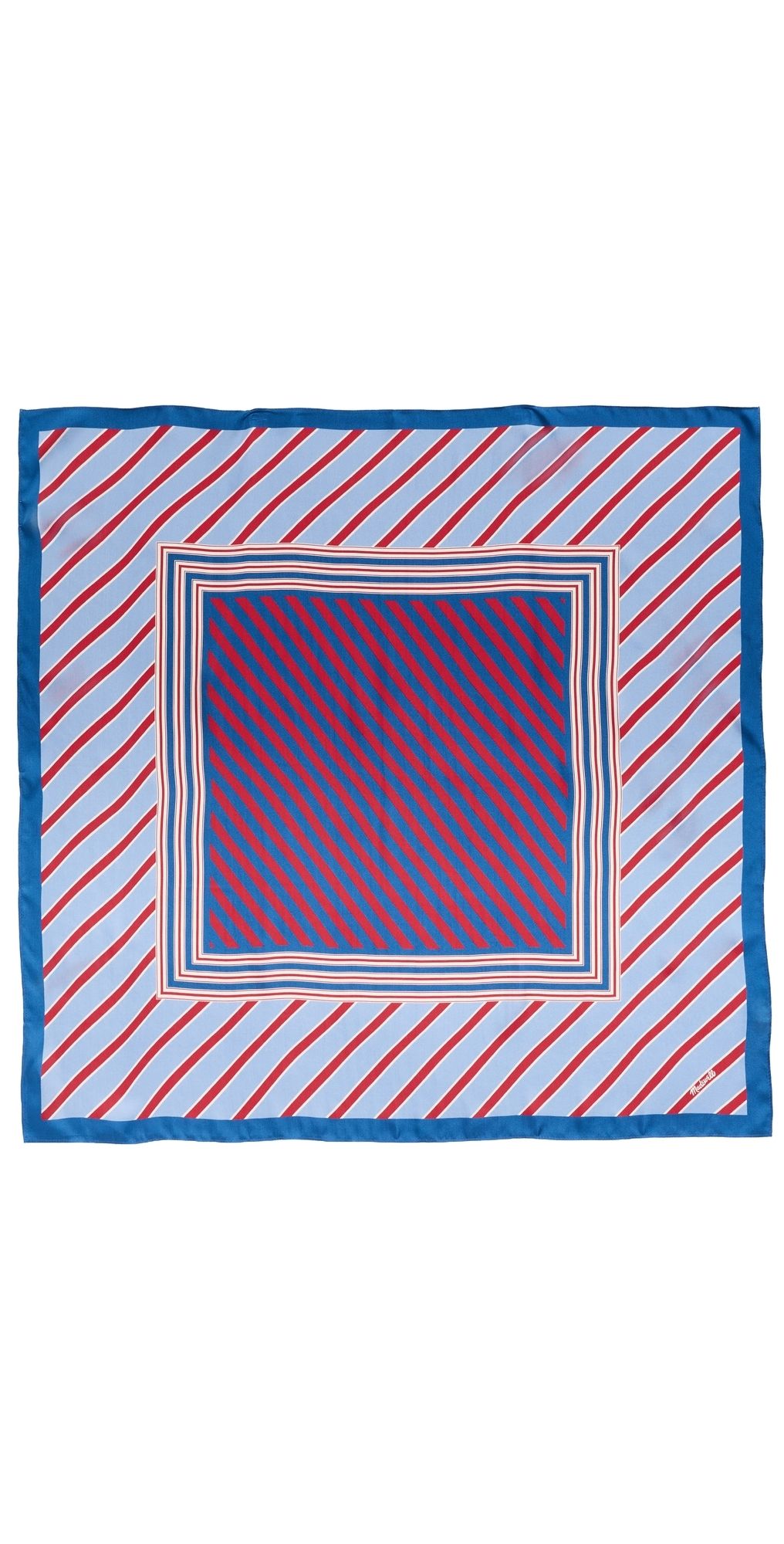 Madewell Medium Silk Bandana Scarf Bias Stripe Combo/Tranquil Blue One Size