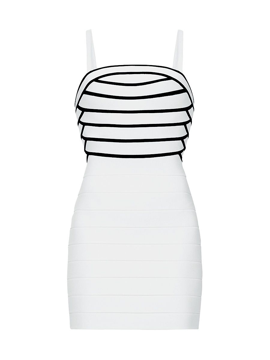 Women's Striped Bandage Body-Con Minidress - Alabaster Black - Size XS