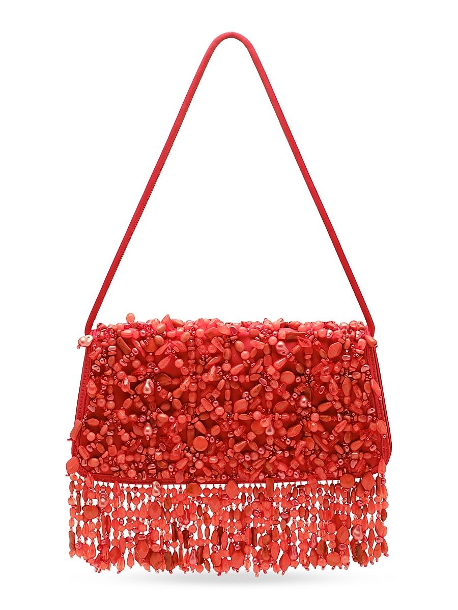 Women's Idalia Bead-Embellished Satin Shoulder Bag - Canyon