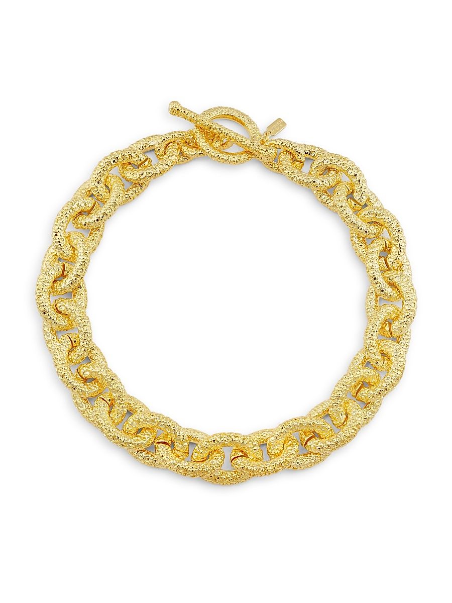 Women's Goldtone Textured Link Necklace - Gold