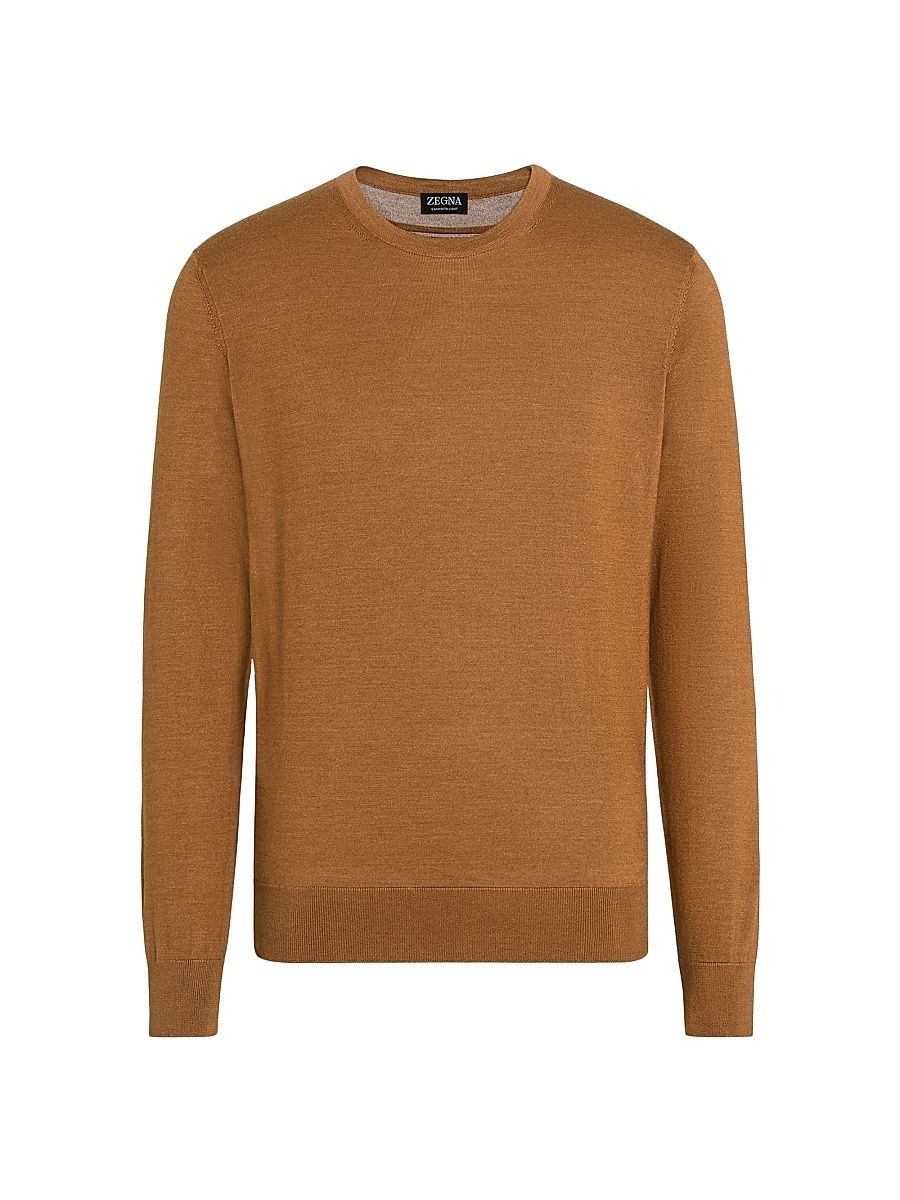 ZEGNA Men's Cashseta Crewneck - Foliage Melange - Size 48