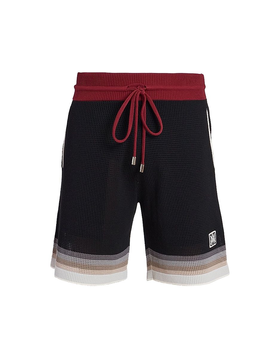 Men's MA Logo Waffle-Knit Sport Shorts - Black - Size Small