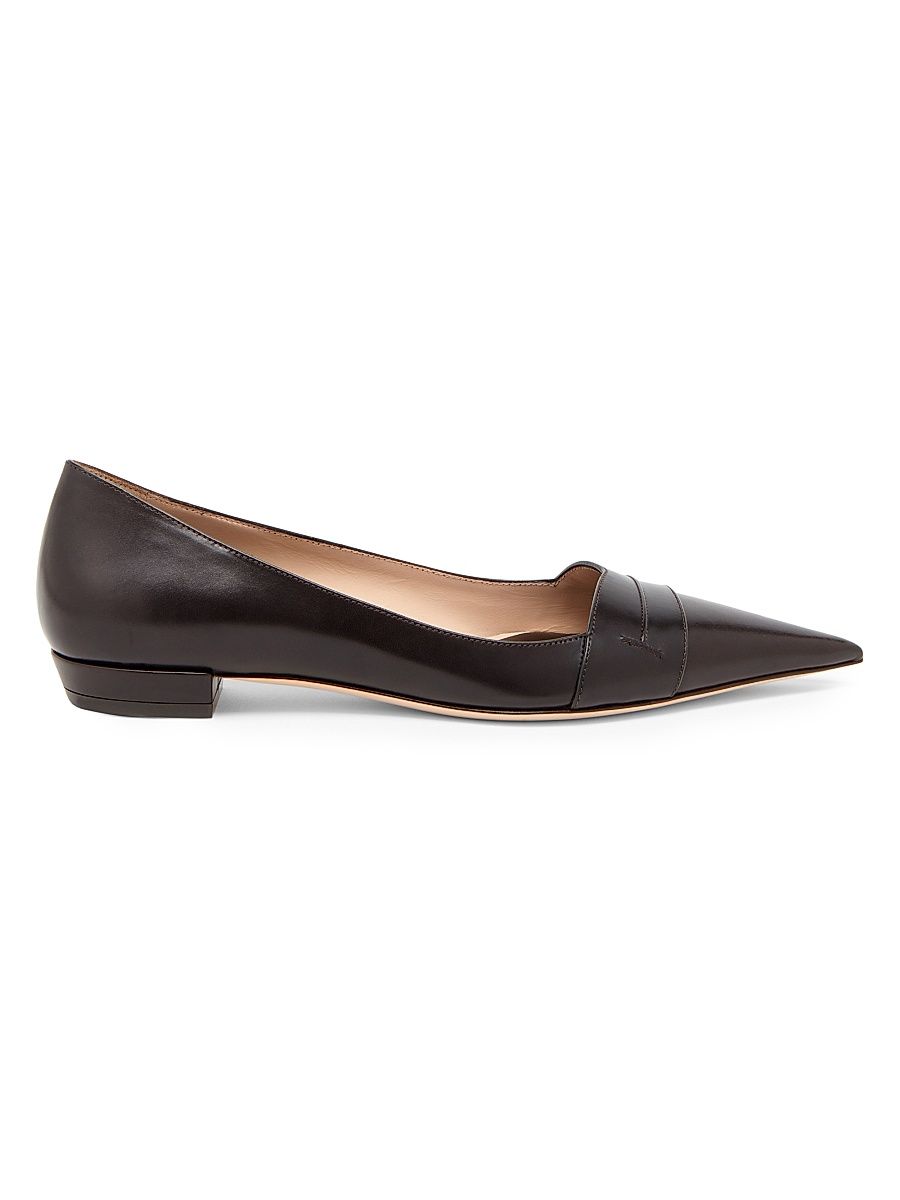 Women's Eva 25MM Leather Ballerina Flats - Espresso - Size 7.5