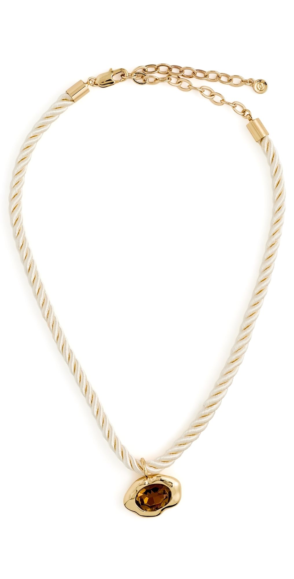 Ettika Molten Pendant Rope Necklace Smokey Quartz And Cream One Size