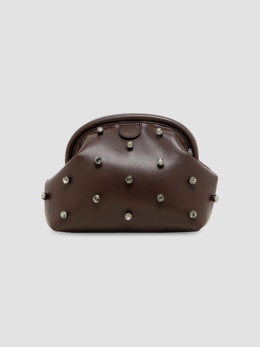 Stella McCartney Women's Falabella Crystal-Studded Clutch - Dark Taupe