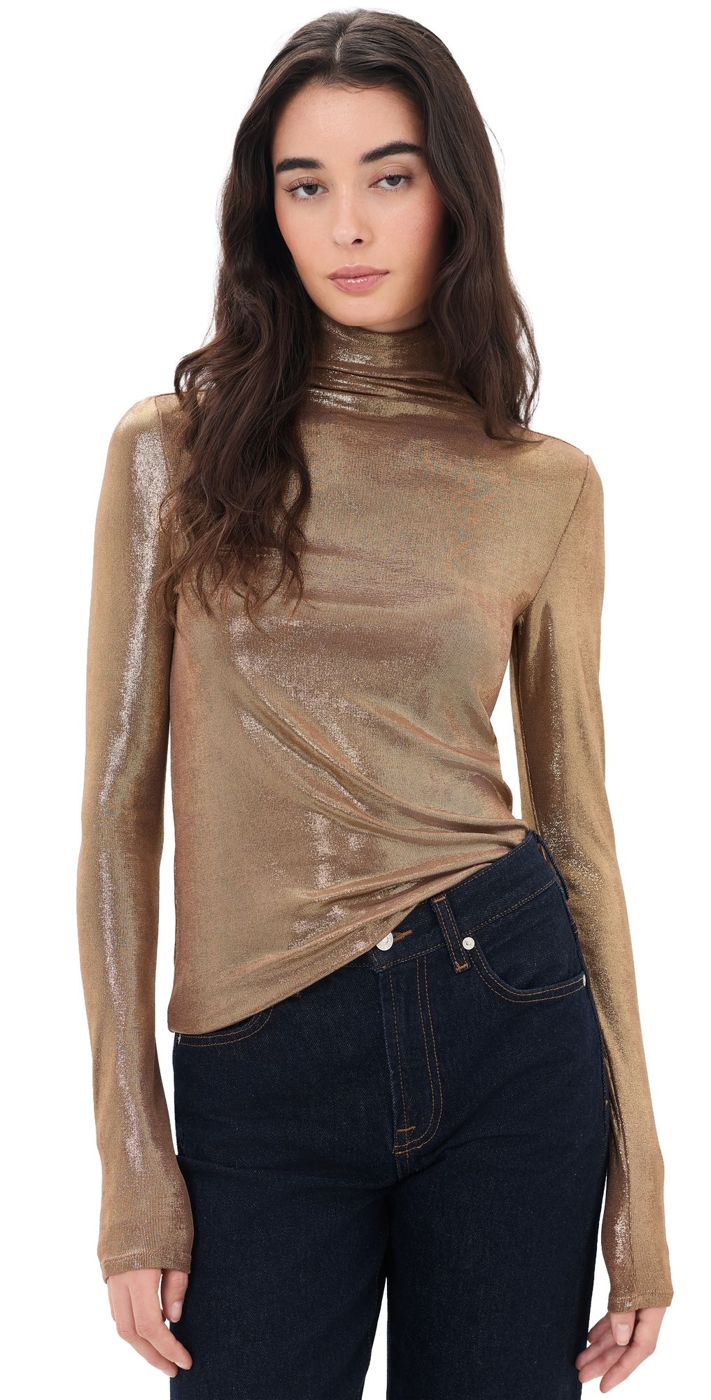 Joe's Jeans The Tony Long Sleeve Top Bronze Brown S