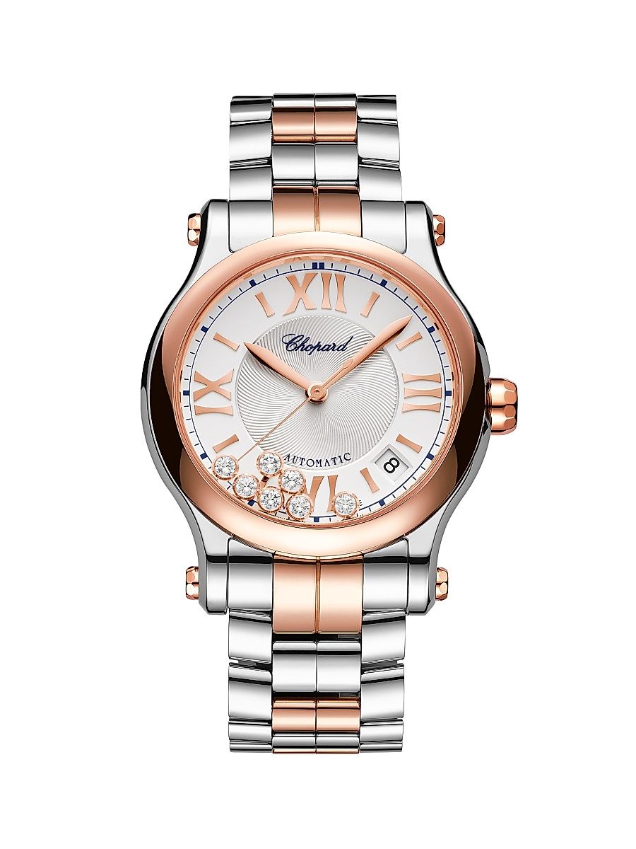 Women's Happy Sport Stainless Steel, 18K Rose Gold & 0.35 TCW Diamond Bracelet Watch/36MM - Rose Gold