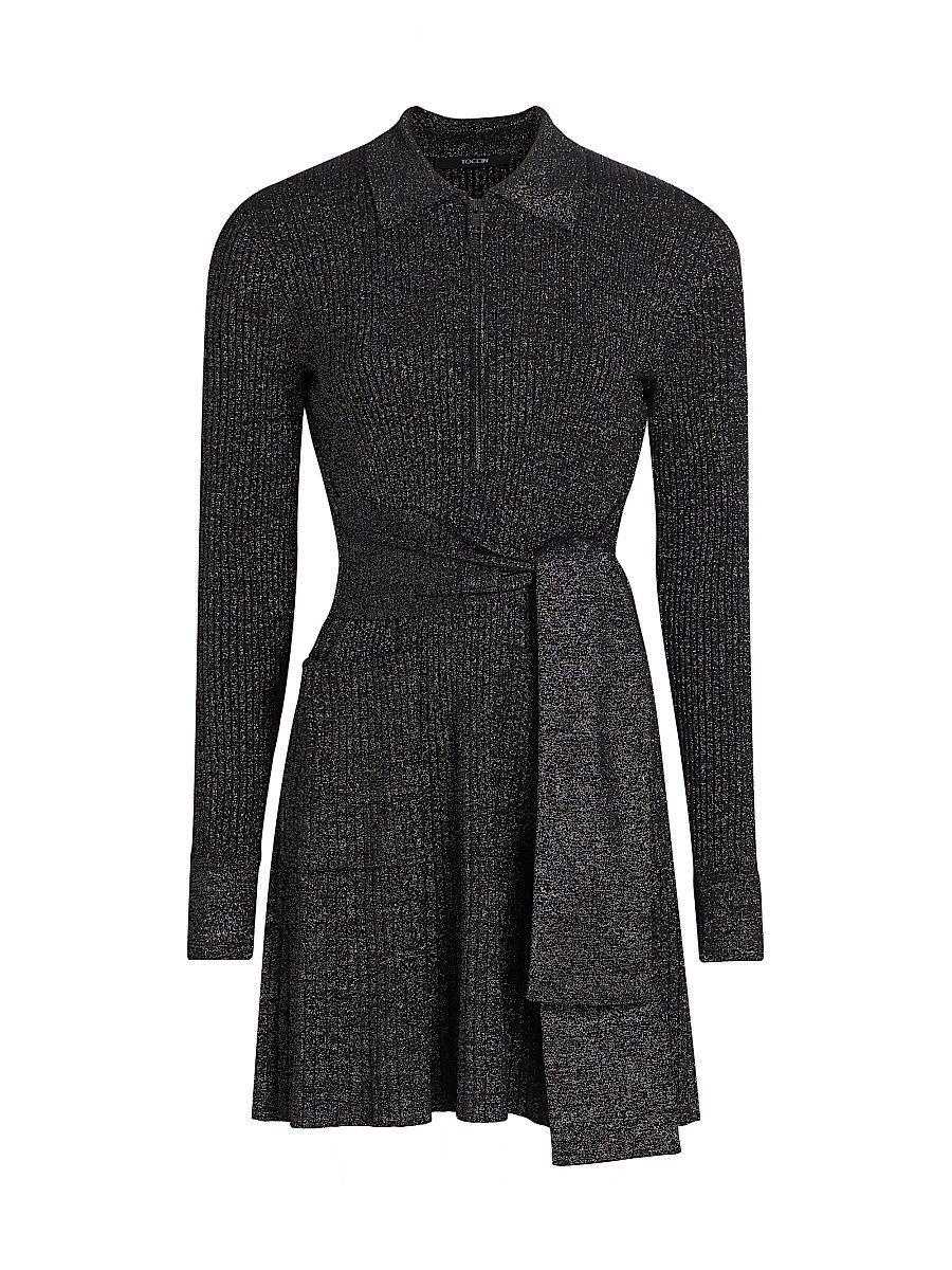 Women's Hilary Lurex Rib-Knit Minidress - Jet Silver - Size Large