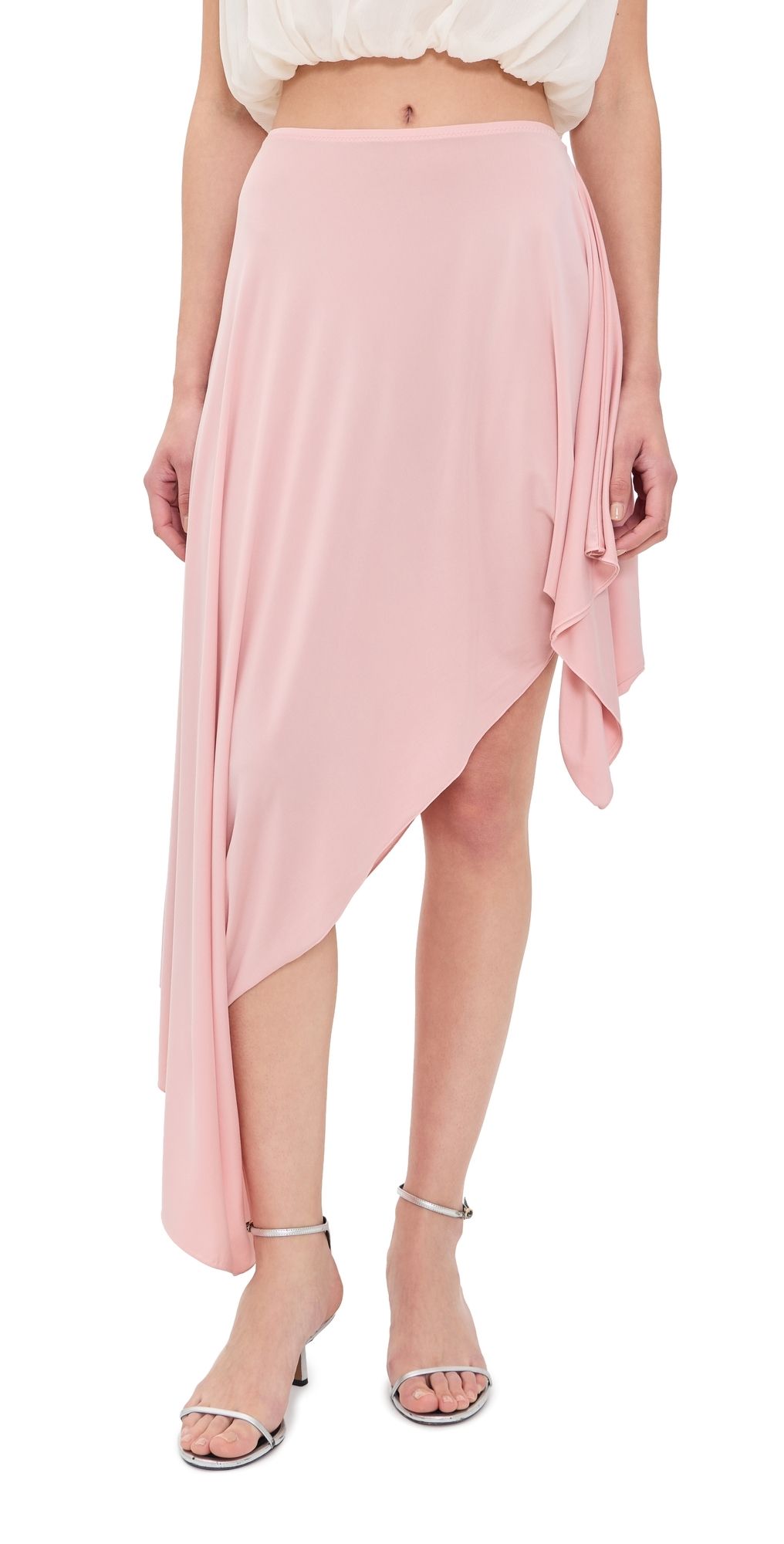 Maison Margiela Asymmetrical Blush Midi Skirt Blush L