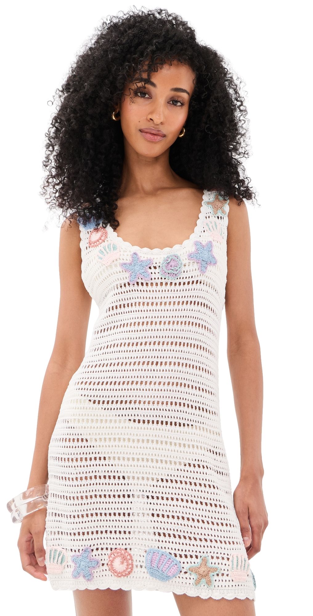 Show Me Your Mumu After Sun Coverup Mini Dress Seashell Crochet XL
