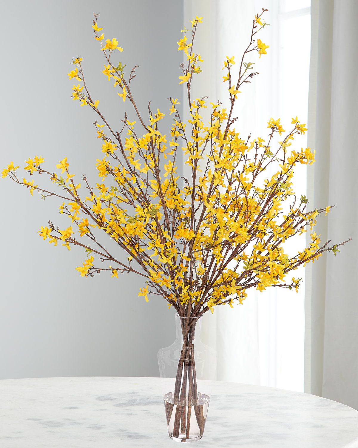 Forsythia 53" Faux Floral Arrangement in Glass Vase