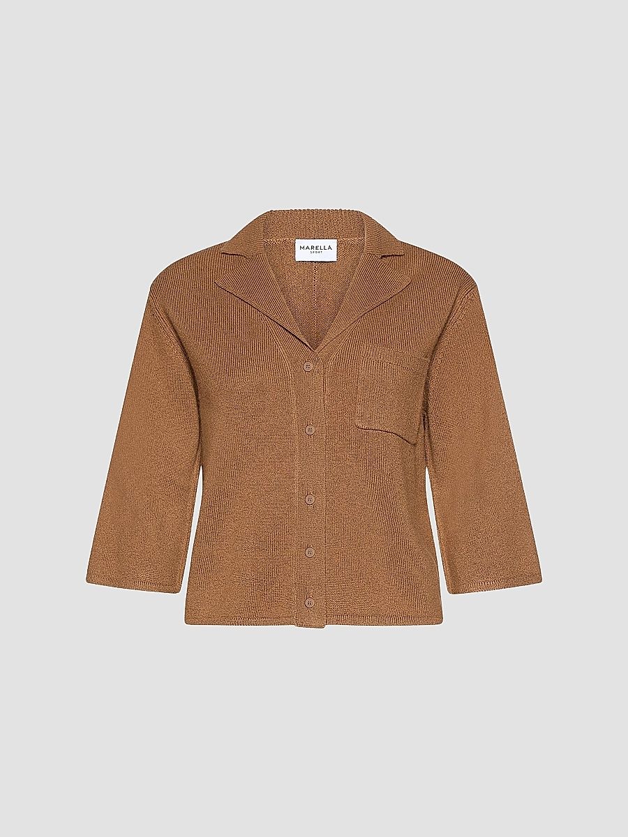 Women's Boxy Cashmere and Wool Shirt Jacket - Camel - Size XS