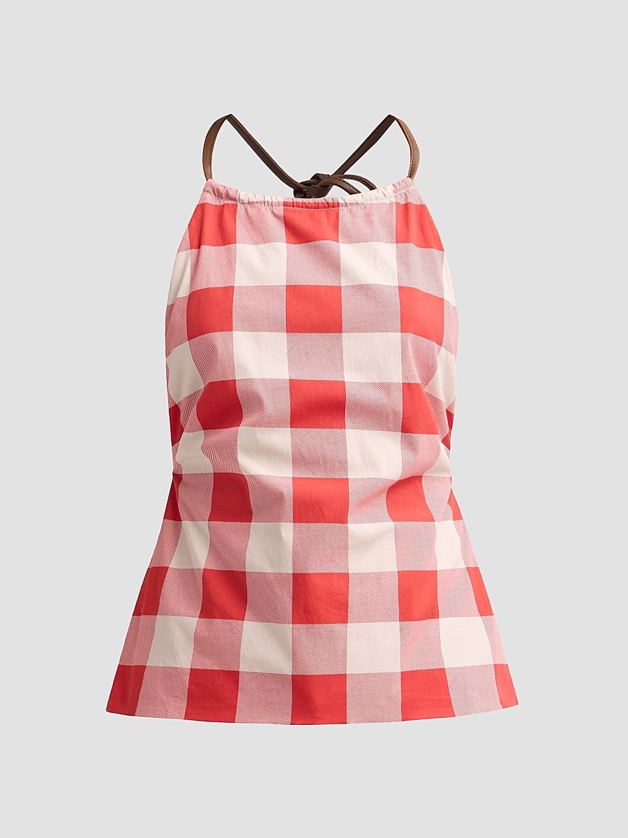 Women's Deza Check Halter Top - Geranium Gigham - Size XL