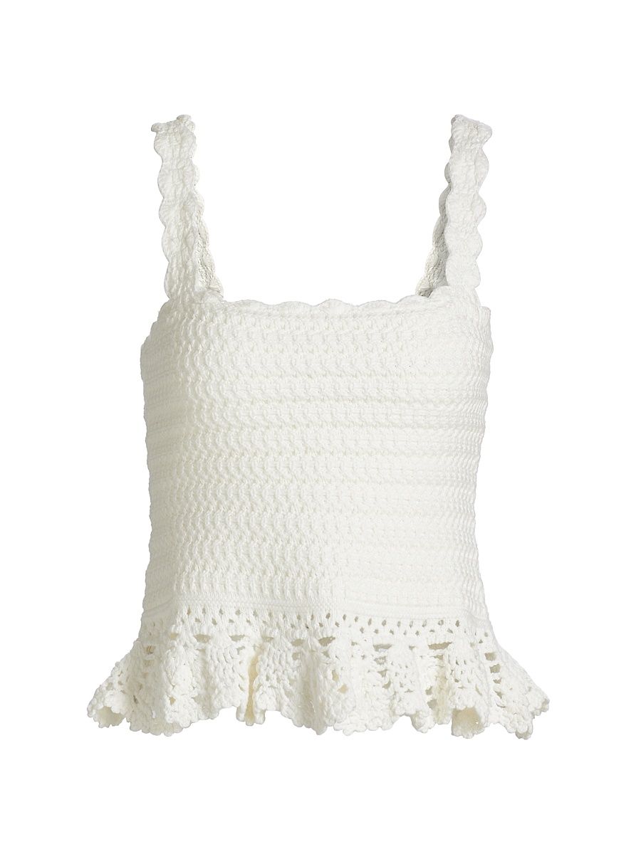 Women's Estefania Cotton-Blend Knit Top - White - Size Small