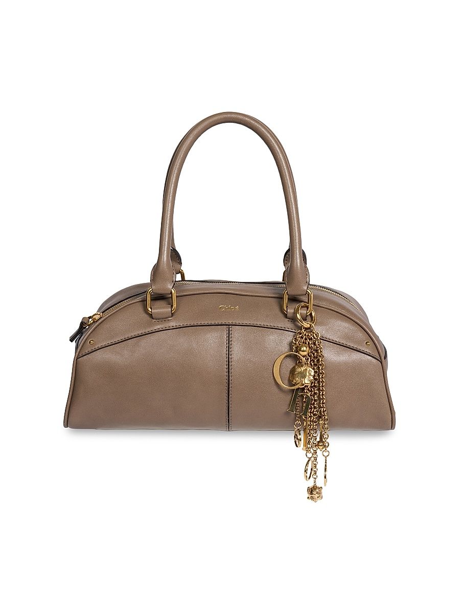 Women's Leather Bowling Bag - Deep Taupe