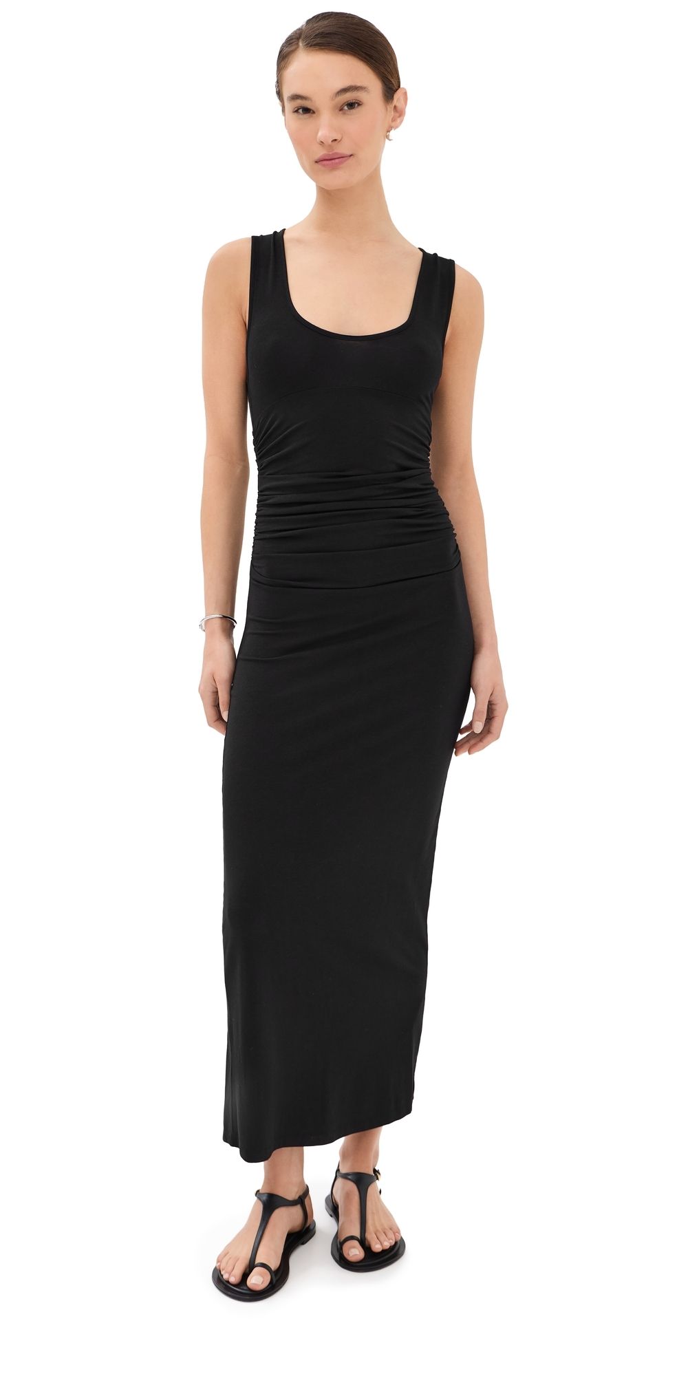 Another Tomorrow Ruched Tank Dress Black XL