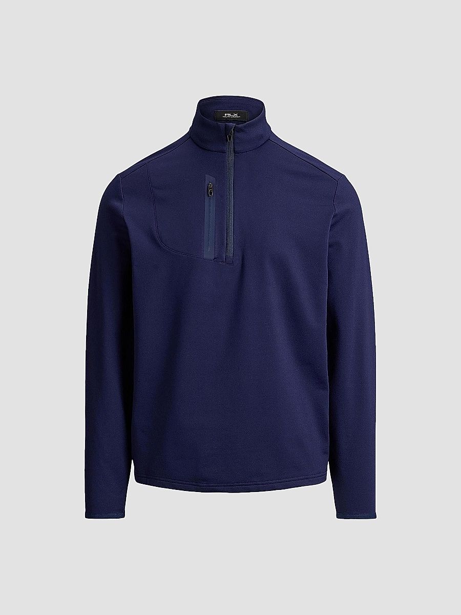RLX Ralph Lauren Men's Luxury Jersey Quarter-Zip Sweatshirt - Refined Navy - Size XXL