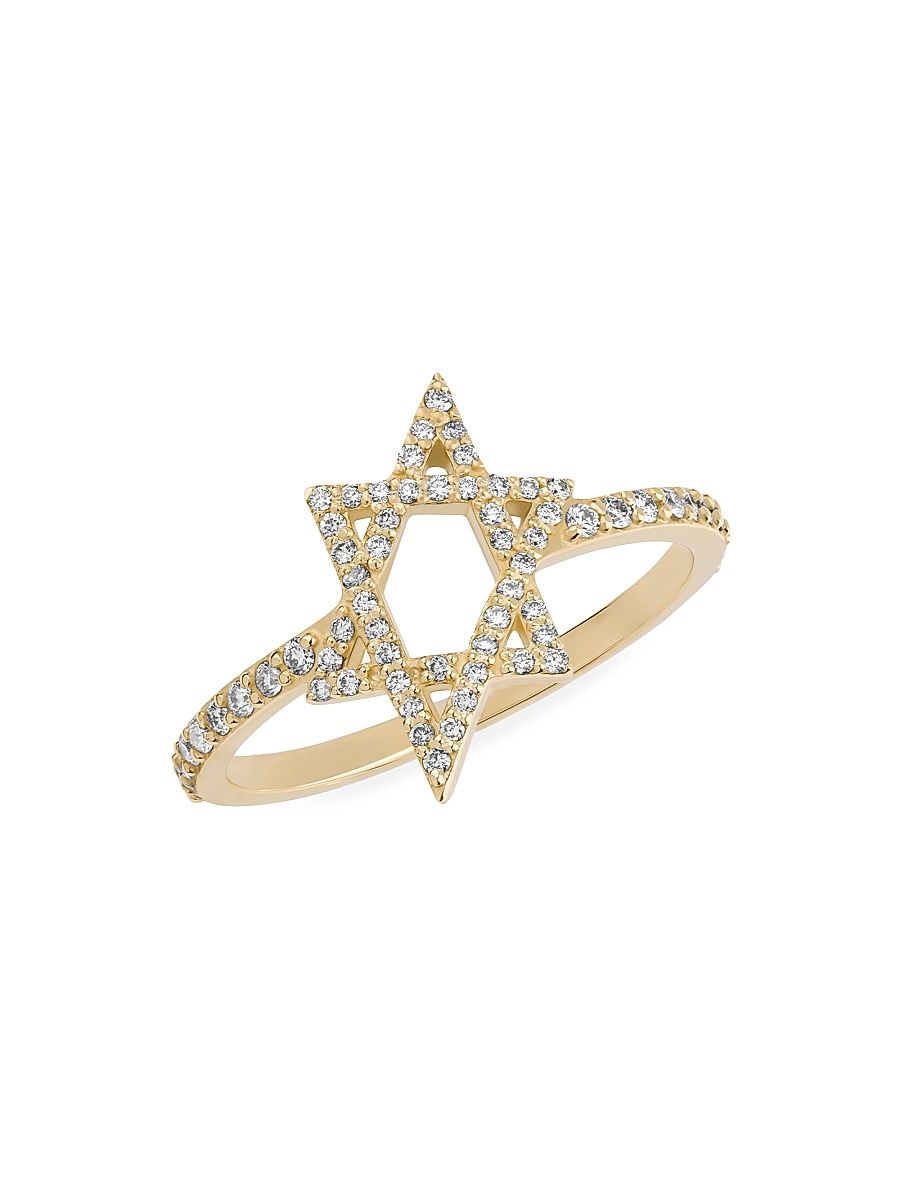Women's Star Of David 14K Yellow Gold & 0.27 TCW Diamond Ring - Yellow Gold - Size 7