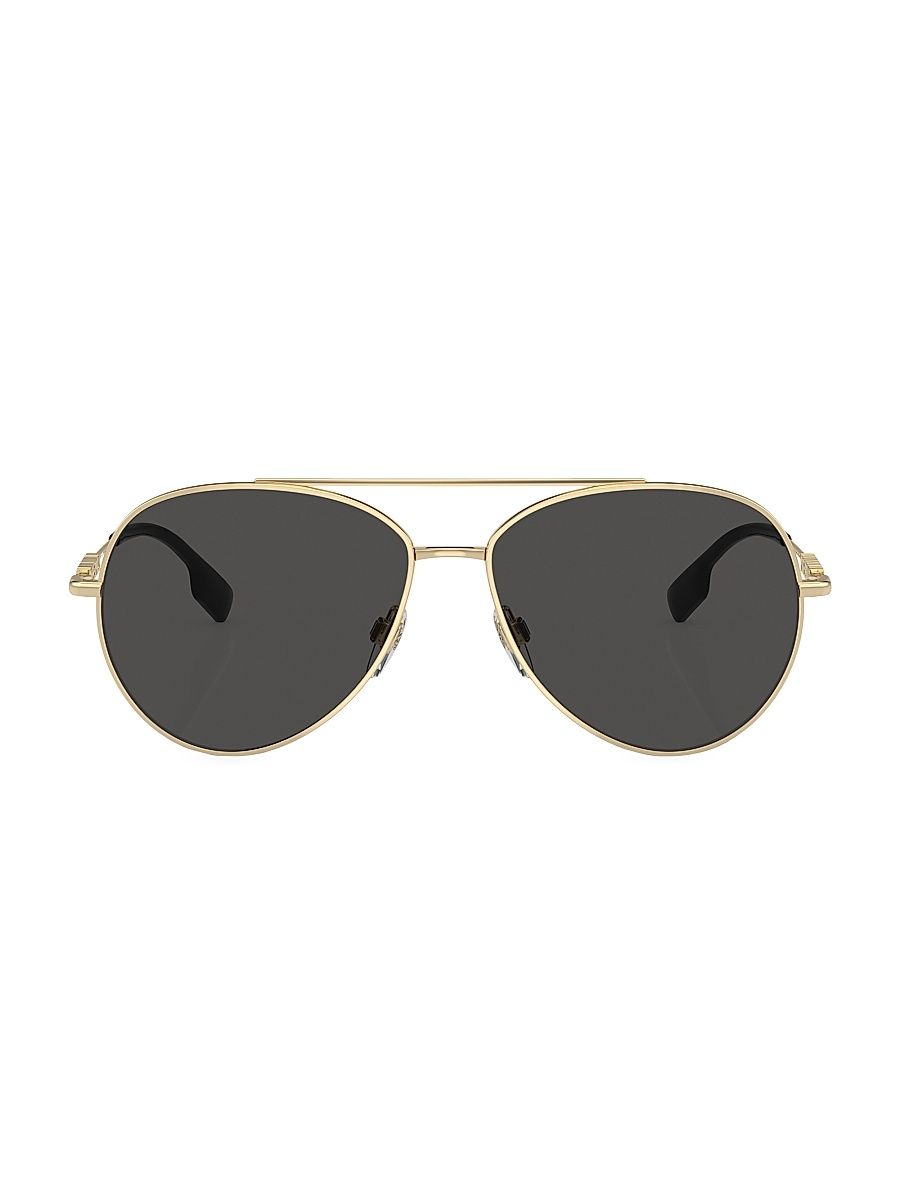Women's 58MM Pilot Sunglasses - Light Gold Black
