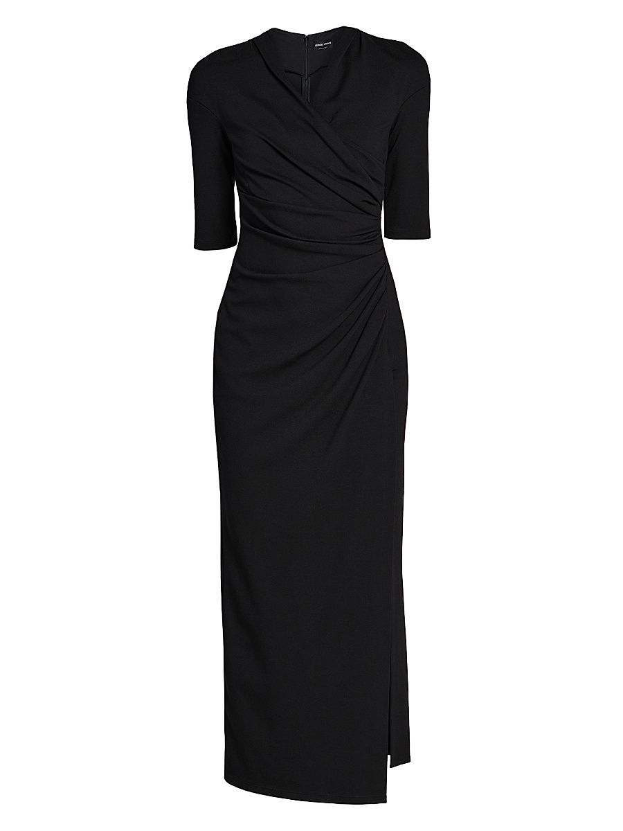 Women's Ruched Midi-Dress - Black - Size 6