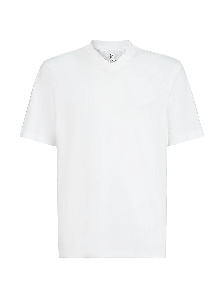 Men's Cotton Jersey V-Neck T-Shirt - White - Size XXXL