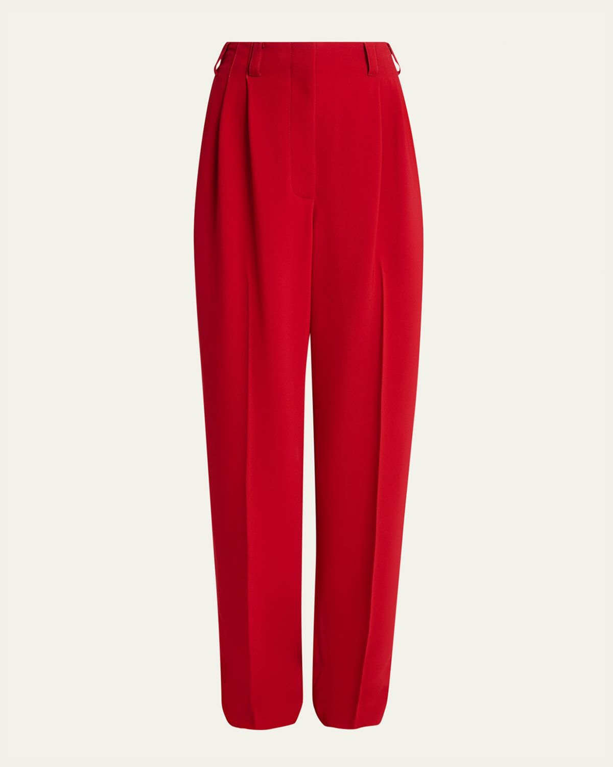 Double Pleated Straight-Leg Ankle Trousers