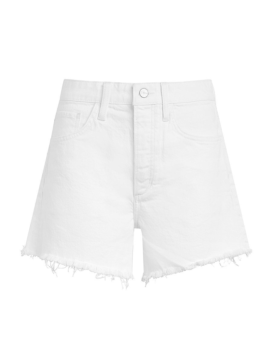 Women's The Jessie Relaxed Frayed Shorts - White - Size 31
