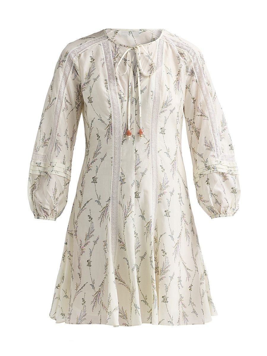 Women's Ollian Cotton-Silk A-Line Minidress - Dove Multi - Size 16