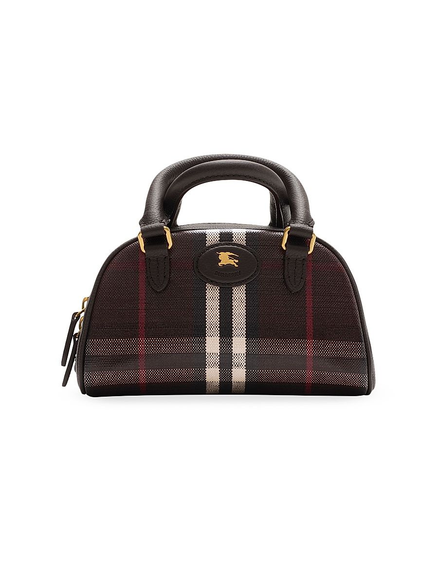 Women's Mini Highlands Bowling Check Leather Top Handle Bag - Mahogany