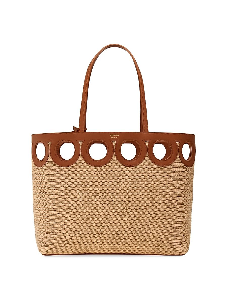 Women's Raffia & Leather Tote Bag - T Moro Testa Di Moro