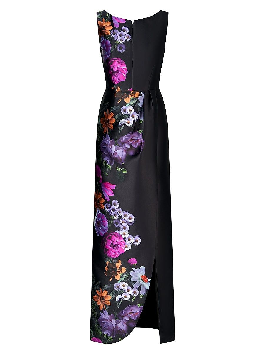 Women's Helene Peony Bouquet Column Gown - Raven Boysenberry - Size 6