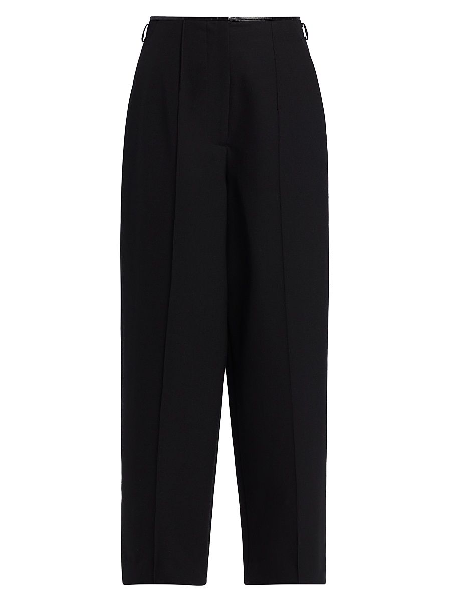 Women's Carrot Relaxed Fit Virgin Wool-Blend Pants - Black - Size 12