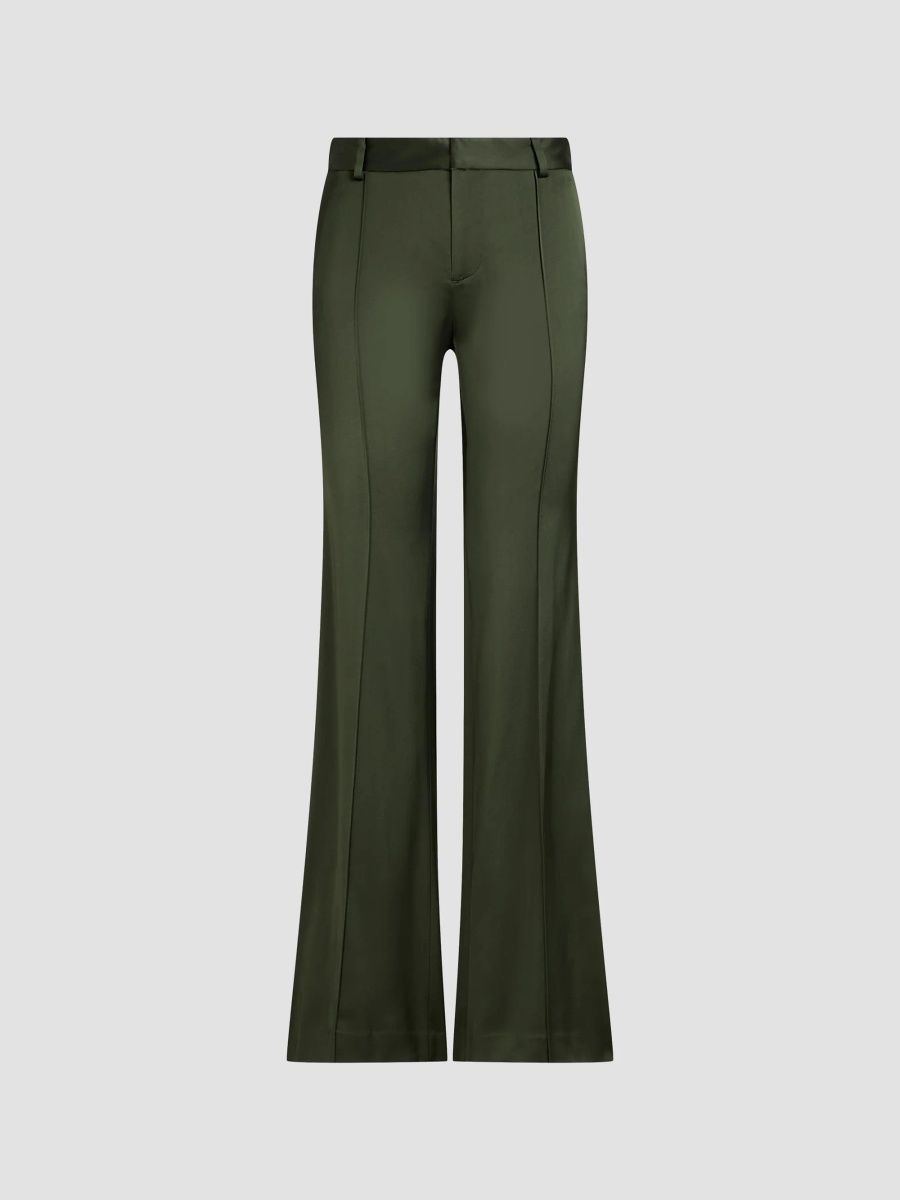 Polo Ralph Lauren Women's Satin Flared Mid-Rise Pants - Green - Size 8
