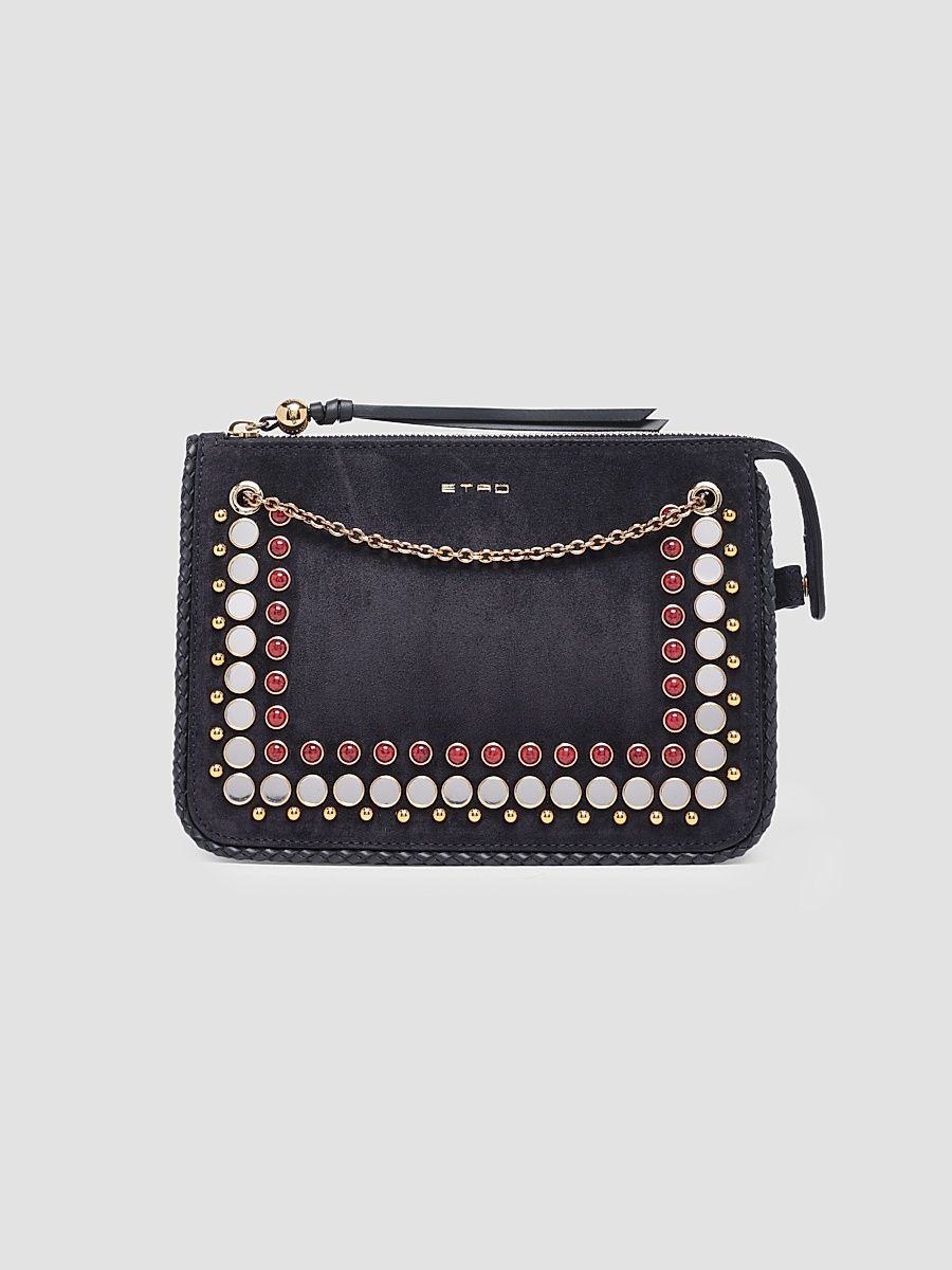 Women's Studded Suede Crossbody Clutch - Blue