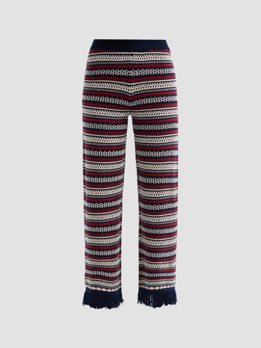 Guest in Residence Women's Western Striped Wool-Cashmere Knit Pants - Midnight Combo - Size XS